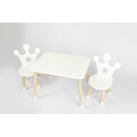 Detský stôl so stoličkami - Koruna - biely