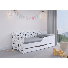 Detská posteľ s chrbtom LILU 160 x 80 cm - Vesmír, Wooden Toys