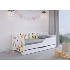 Detská posteľ s chrbtom LILU 160 x 80 cm - Stavenisko, Wooden Toys