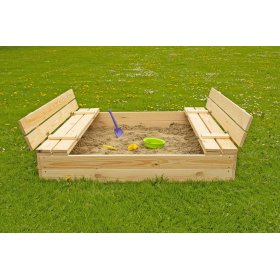 Uzatvárateľné detské pieskovisko s lavičkami - 120x120 cm, Ourbaby®