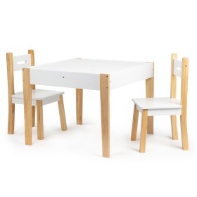 Detský drevený stôl so stoličkami Natural, EcoToys