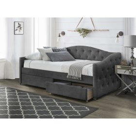 Čalúnená posteľ so šuplíkmi ALOHA 90 x 200 cm - Tmavo šedá, Halmar