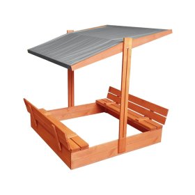 Uzatvárateľné pieskovisko s lavičkami a strieškou 120 x 120 - šedá, Ourbaby®