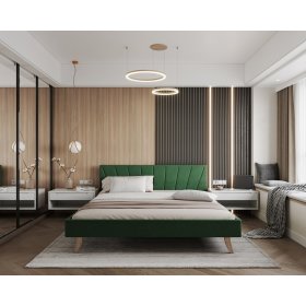 Čalúnená posteľ HEAVEN 140 x 200 cm - Zelená, FDM
