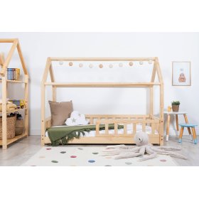 Detská posteľ domček so zábranou Tea - prírodná, Spokojny Sen