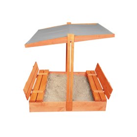 Uzatvárateľné pieskovisko s lavičkami a strieškou 120 x 120 - šedá, Ourbaby®
