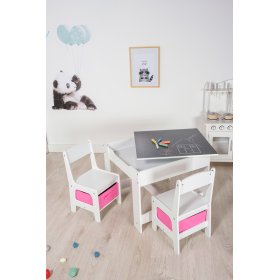 Ourbaby detský stôl so stoličkami s ružovými boxami