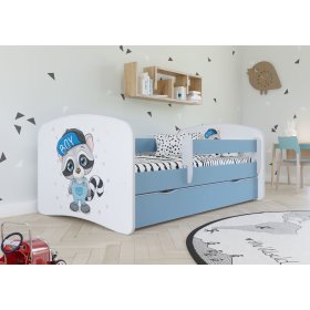 Detská posteľ sa zábranou - Medvedík čistotný - modrá