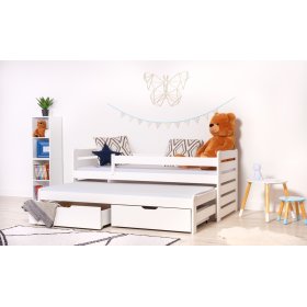 Detská posteľ s prístelkou a zábranou Praktik White