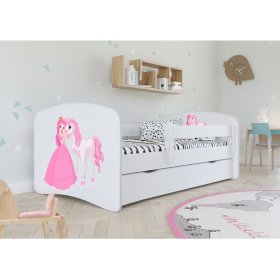 OURBABY detská posteľ so zábranou - princezná s koníkom - biela, Ourbaby