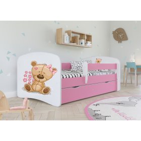 OURBABY detská posteľ so zábranou - medvedík - ružová, All Meble